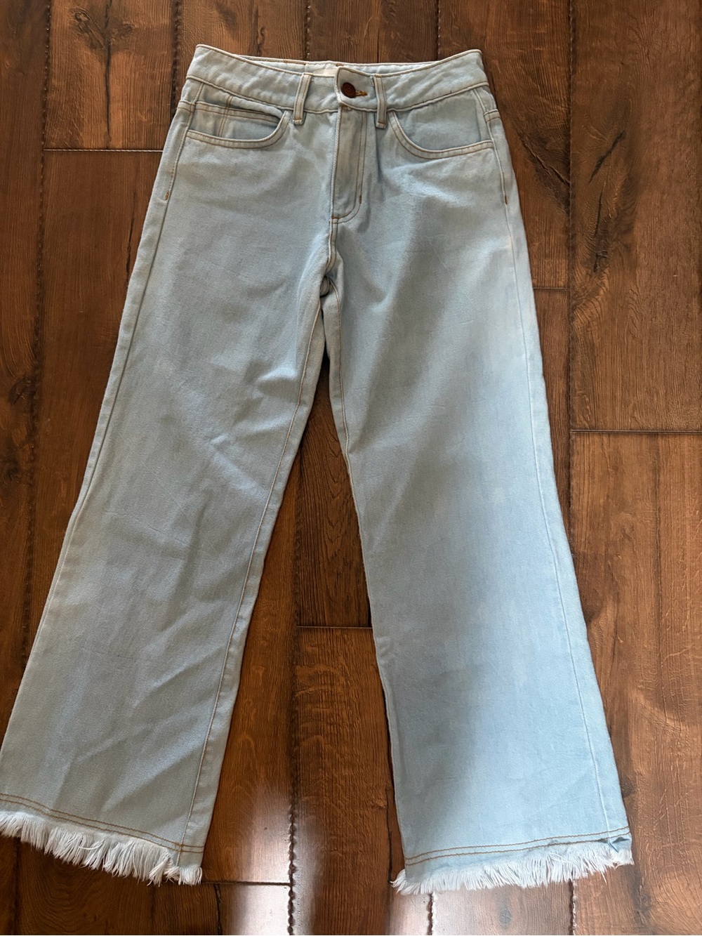 Object Without Meaning Women's wide leg flare Jeans with Frayed Hem size 26